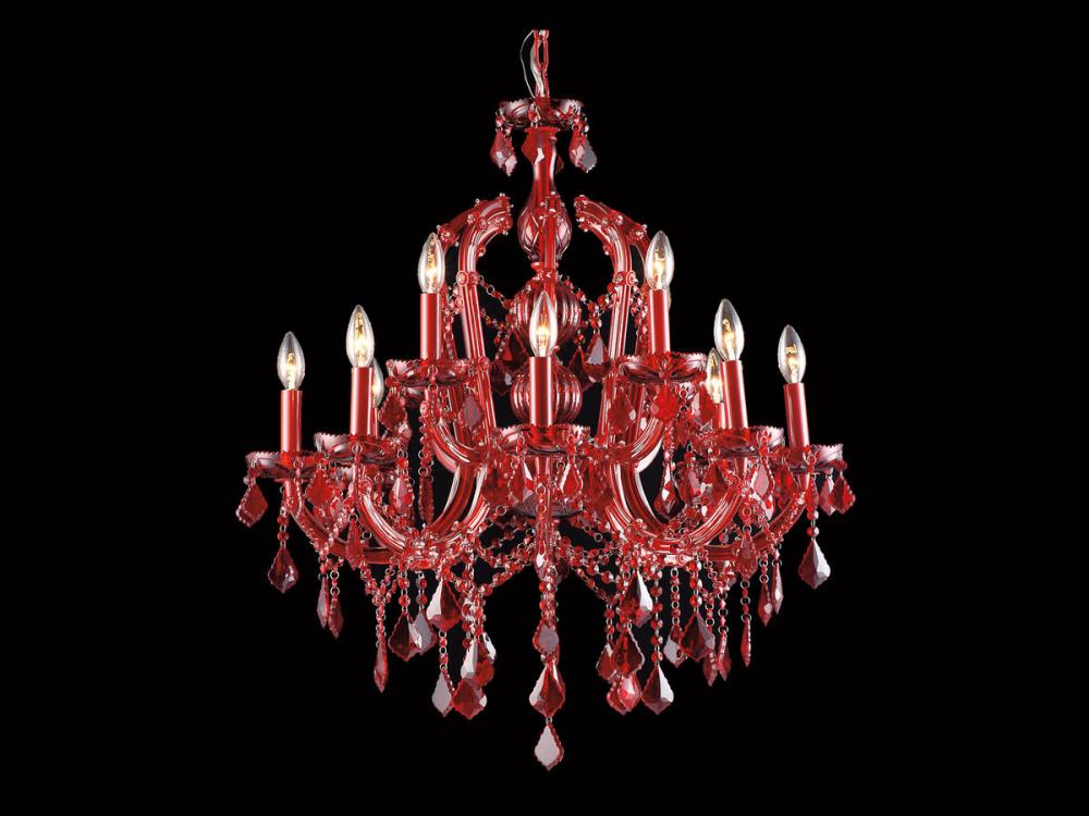 Crimson Blvd. Collection Red 12 Light Crystal Chandelier