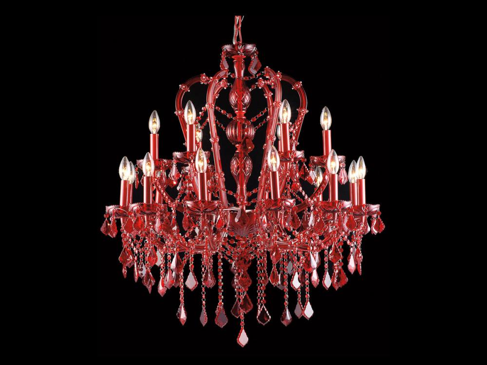 Crimson Blvd. Collection Red 18 Light Crytal Chandelier