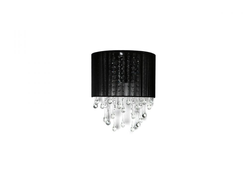 Beverly Drive Collection Black Silk String and Crystal Wal Sconce