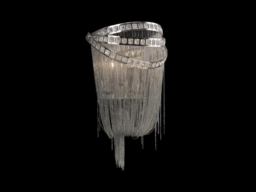 Wilshire Blvd. Collection Polish Nickel Chain and Crystal Wall Sconce