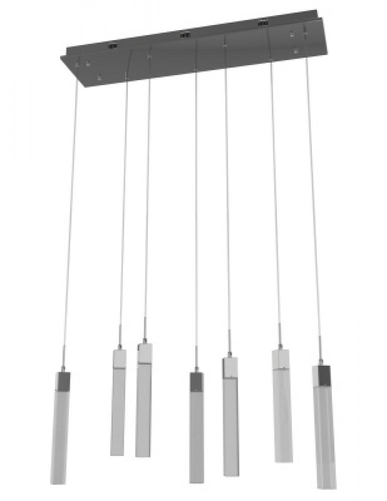 The Original Glacier Avenue Collection Chrome 7 Light Pendant Fixture With Clear Crystal