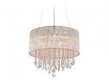 Avenue Lighting HF1500-SLV - Beverly Dr. Collection Round Silver Silk String Shade and Crystal Dual Mount