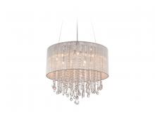 Avenue Lighting HF1502-SLV - Beverly Dr. Collection Round Silver Silk String Shade and Crystal Dual Mount