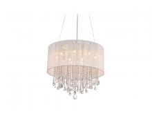 Avenue Lighting HF1502-WHT - Beverly Dr. Collection Round White Silk String Shade and Crystal Dual Mount