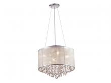 Avenue Lighting HF1504-SLV - Riverside Dr. Collection Round Silver Organza Silk Shade and Crystal Dual Mount
