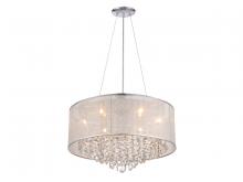 Avenue Lighting HF1505-SLV - Riverside Dr. Collection Round Silver Organza Silk Shade and Crystal Dual Mount