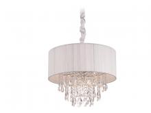 Avenue Lighting HF1506-WHT - Vineland Ave. Collection White Lined Silk String Shade and Crystal Hanging Fixture