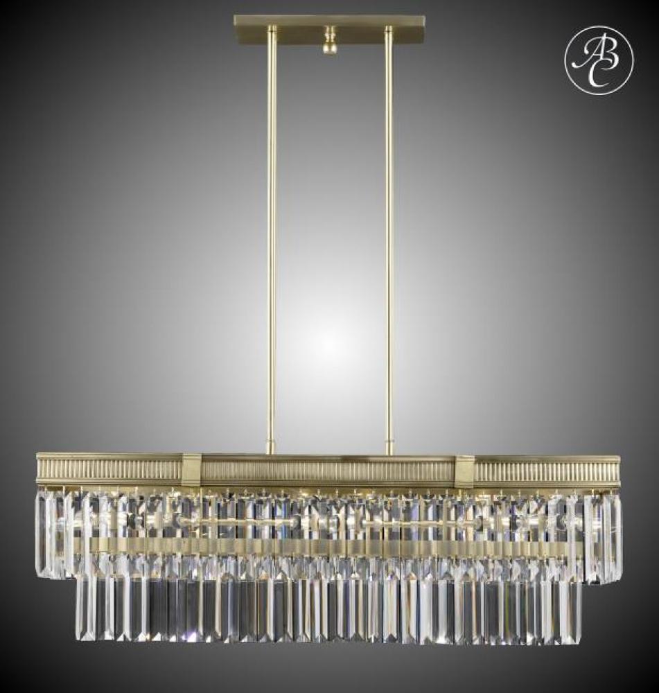 GOLD 12 LITE ISLAND CRYSTAL FIXTURE