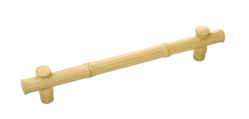 Junzi 6-5/16 Inch (160 mm) Center to Center Solid Brass Bamboo Cabinet Handle / Drawer Pul