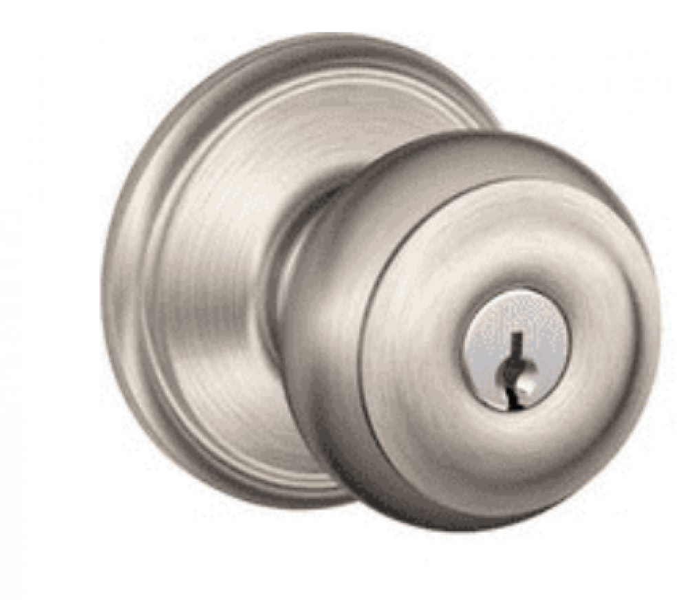 F51AGEO619 - Georgian keyed privacy knob in Satin Nickel