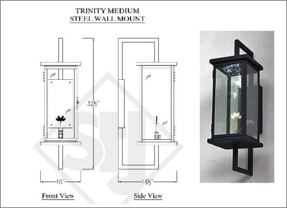 TRINITY 32.5&#34; MED BLACK NAT GAS LANTERN W/ ELECT IGNITION