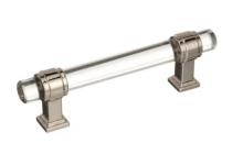 Ellen Lighting and Hardware Items BP36654CPN - Glacio 3-3/4 in (96 mm) Center-to-Center Pull - Clear/Polished Nickel