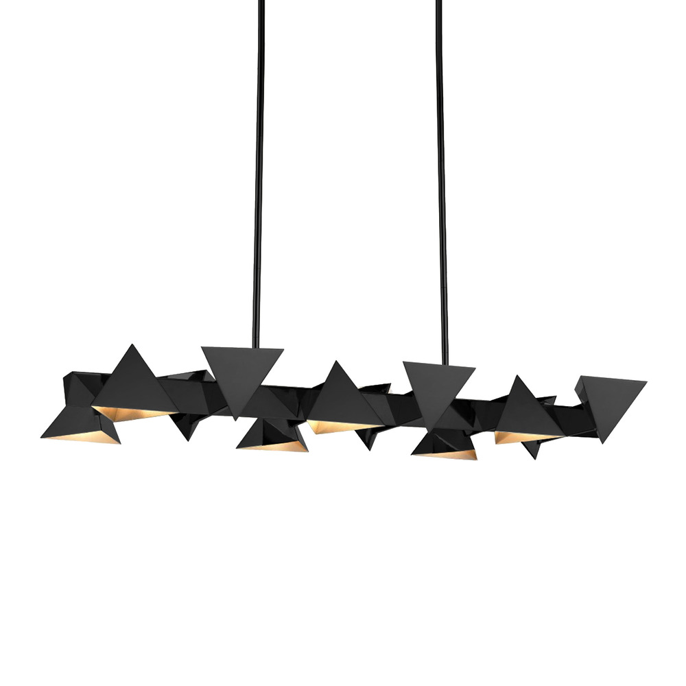 12-Light Geometric Triangular Matte Black Linear Pendant