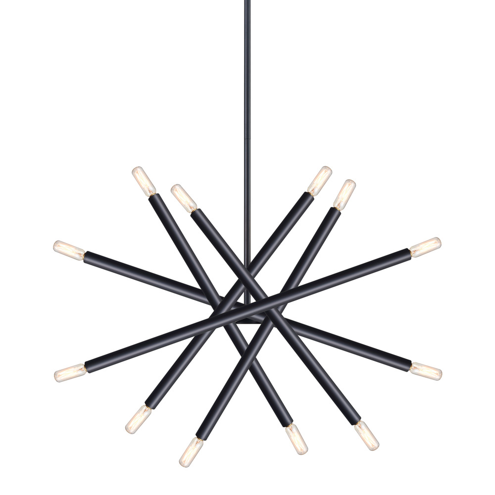 12-Light 32&#34;&#34; Adjustable Satin Brushed Black Sputnik Chandelier