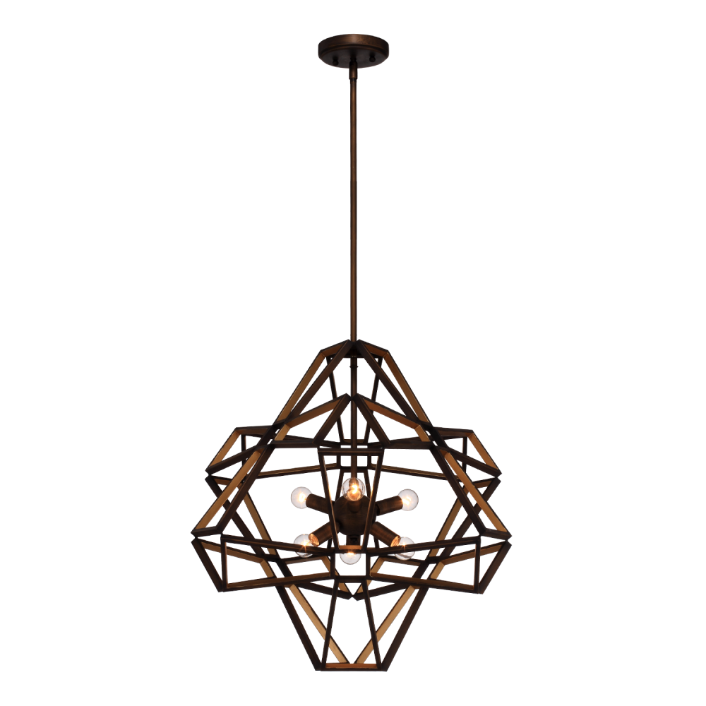 6-Light Geometric Chestnut Bronze Sputnik Chandelier