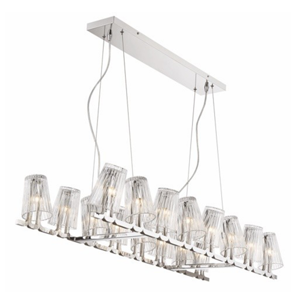 16-Light 44&#34; Linear Glass Chandelier