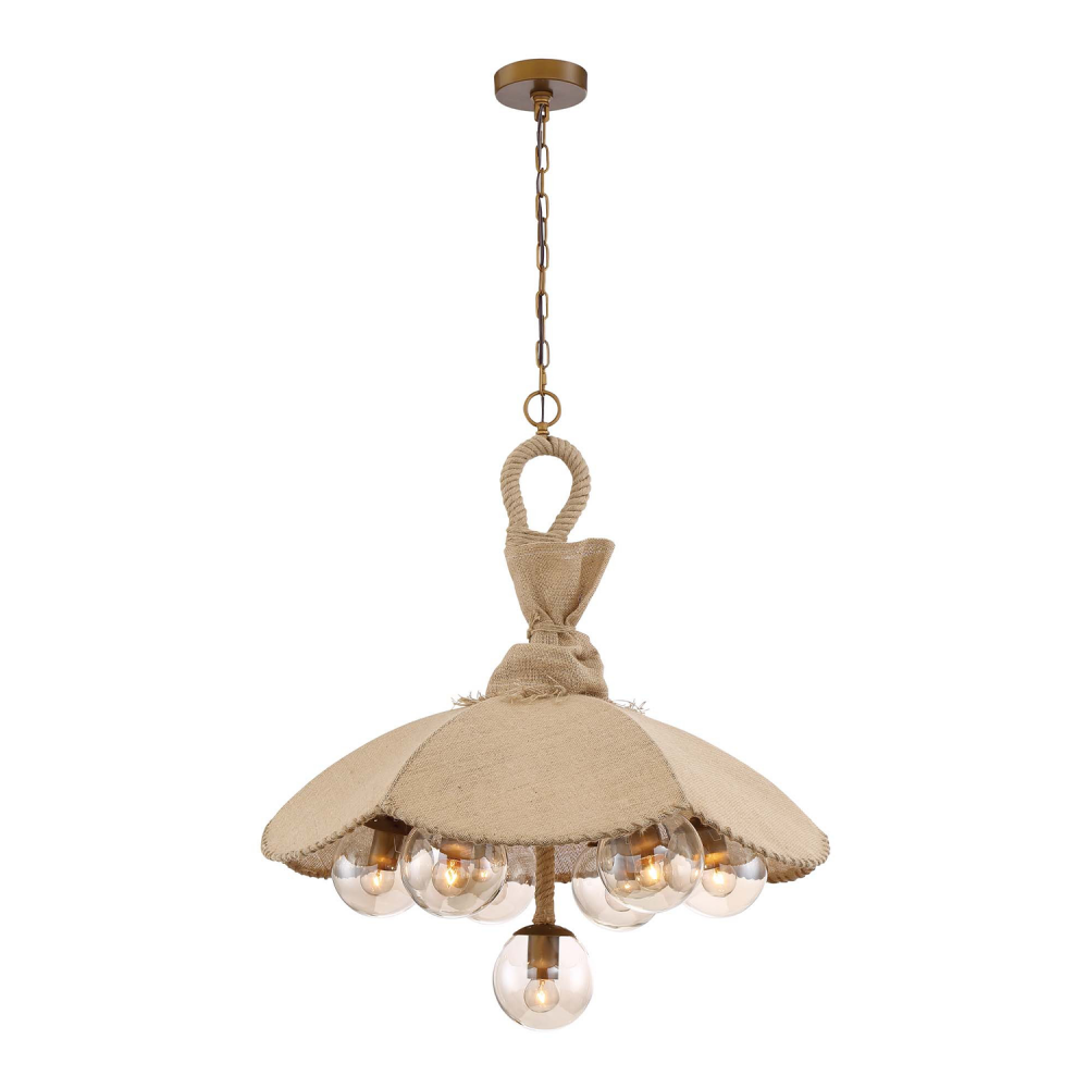 7-Light 28&#34; Burlap Dome Pendant