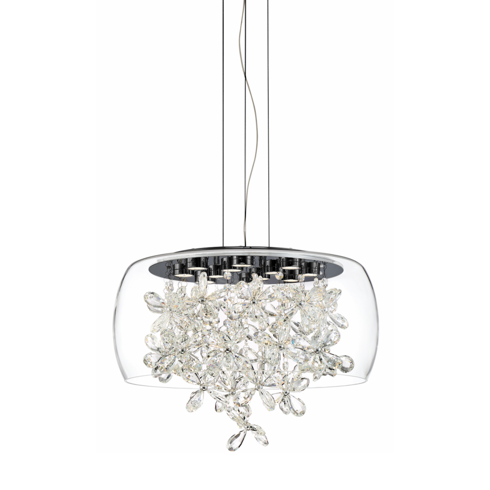 LED 20&#34; Clear Glass Dome Shade Chandelier