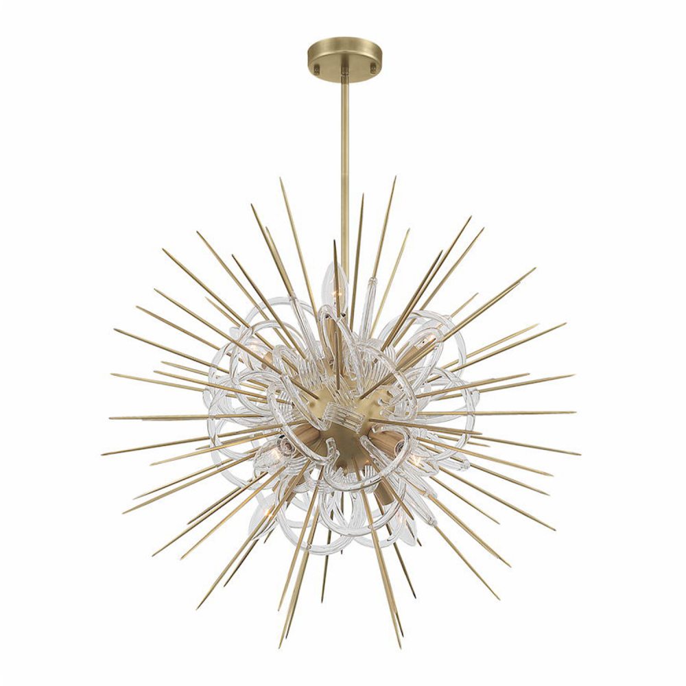 8-Light 24&#34; Decorative Sputnik Aged Brass Chandelier