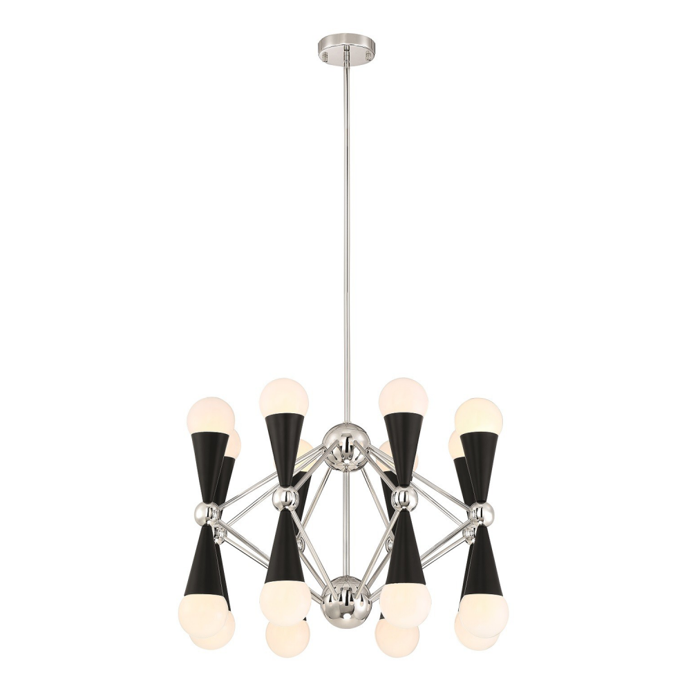 16-Light 26&#34; Geometric Polished Nickel Decorative Chandelier