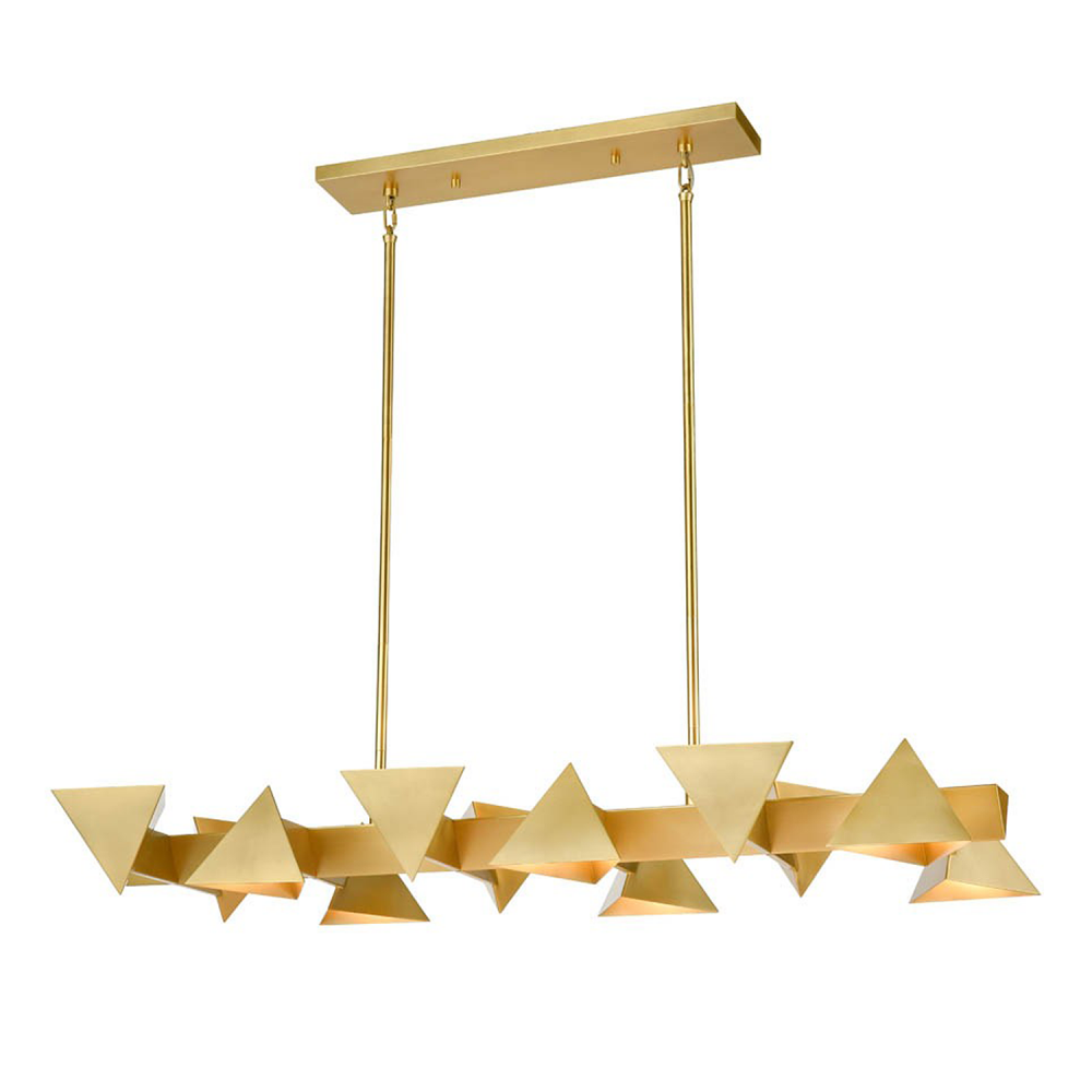 12-Light Geometric Triangular Aged Brass Linear Pendant