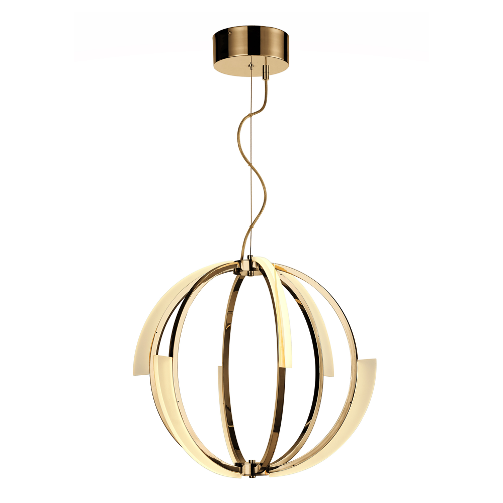 LED 22&#34; Aged Brass Geometrical Sphere Styled Chandelier