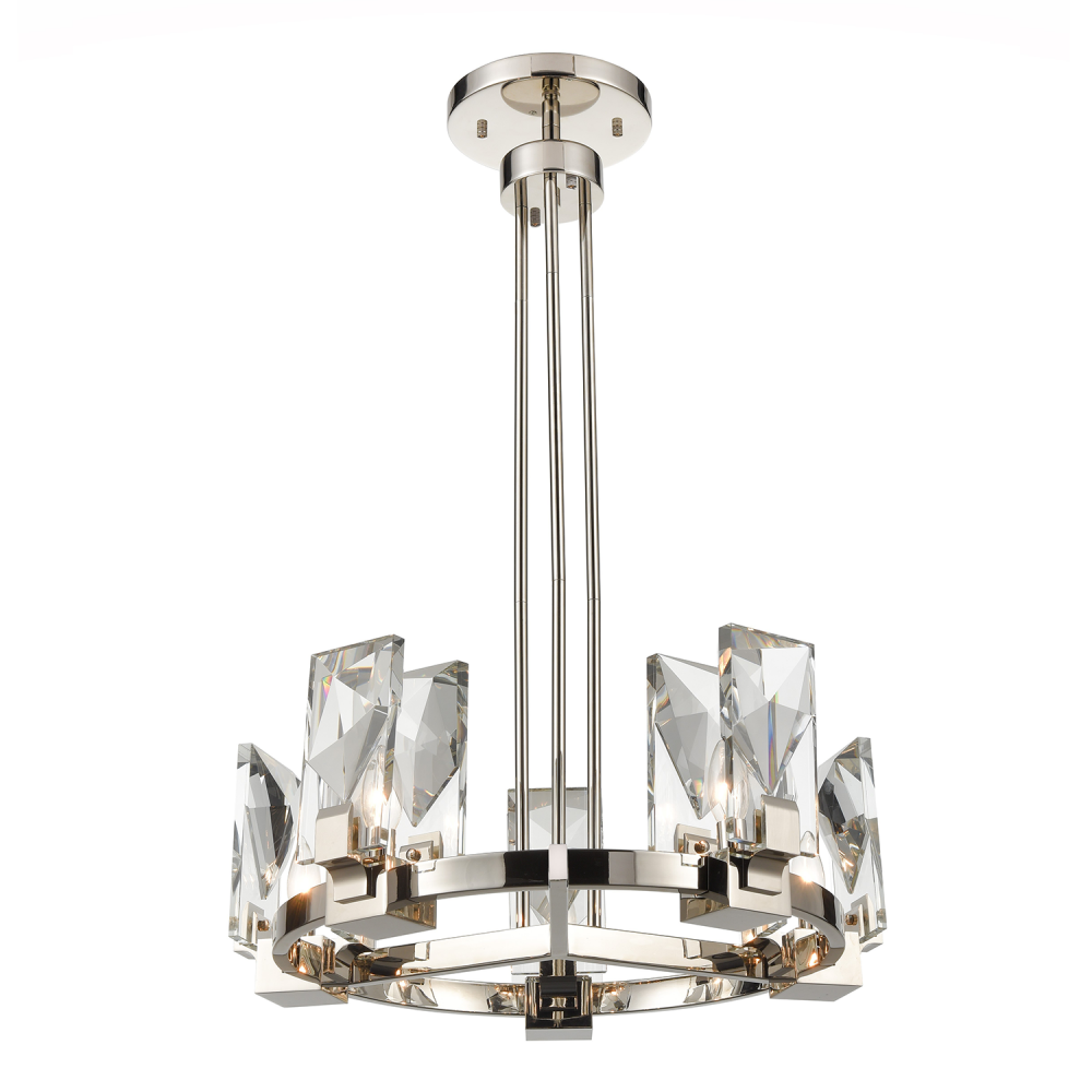 6-Light 24&#34; Polished Nickel Wheel Styled Chandelier