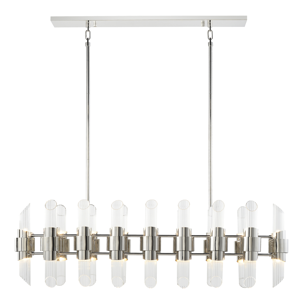 32 Duo Light 48&#34; Polished Nickel Linear Glass Chandelier