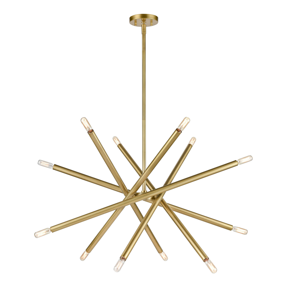 12-Light 32&#34;&#34; Adjustable Aged Brass Sputnik Chandelier