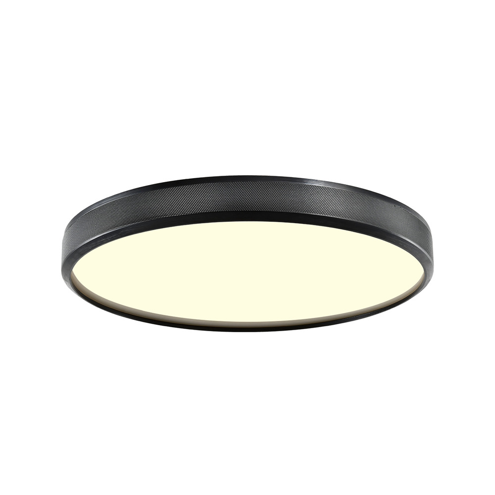 18&#34; LED 3CCT Luxury Braided Knurl Satin Brushed Black Ceiling Flush Mount Light