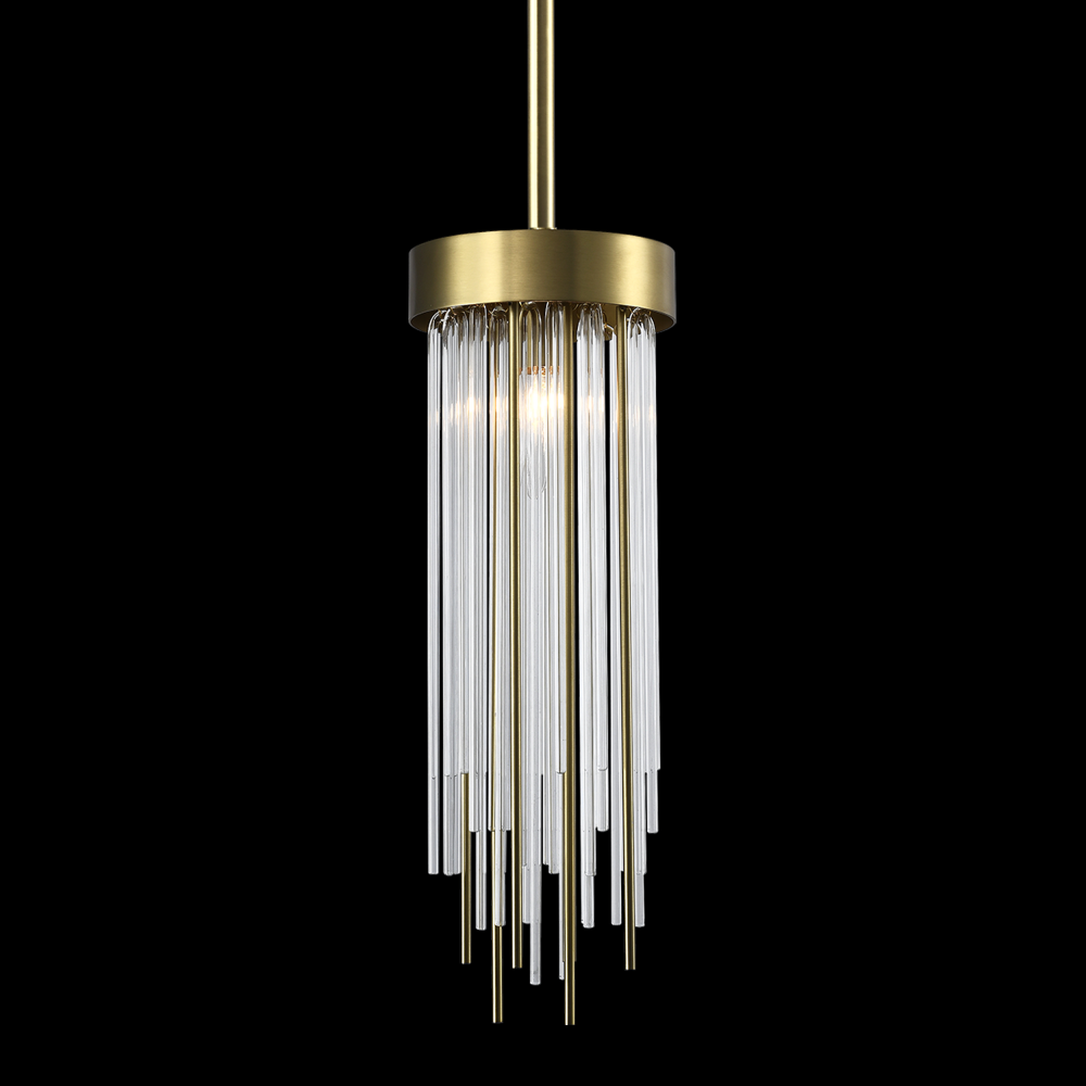 1-Light 6&#34; Round Aged Brass Convertible Flush Crystal Mini-Pendant Light