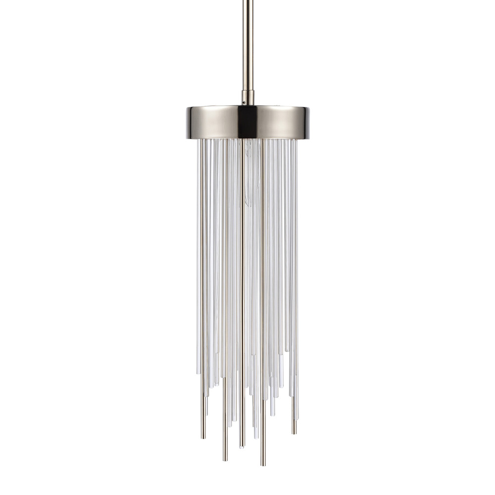 1-Light 6&#34; Round Polished Nickel Convertible Flush Crystal Mini-Pendant Light