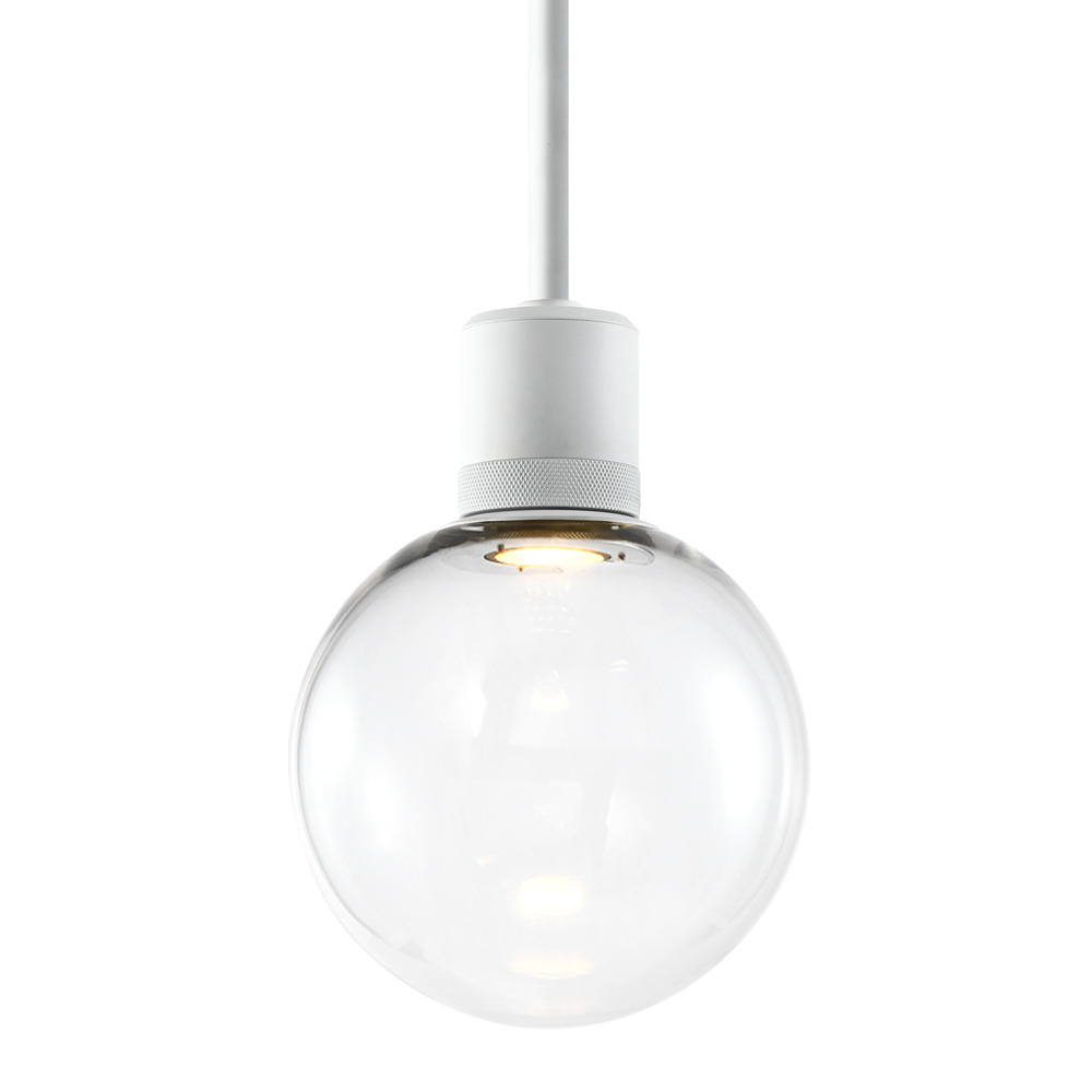 8&#34; LED 3CCT Clear Globe Glass Pendant Light and Matte White Metal Finish