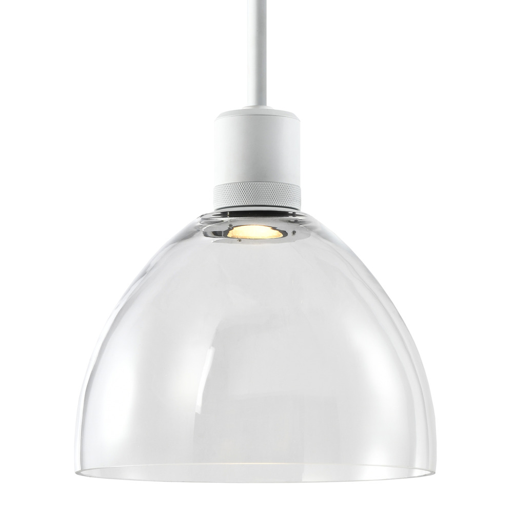 10&#34; LED 3CCT Clear Dome Glass Pendant Light and Matte White Metal Finish