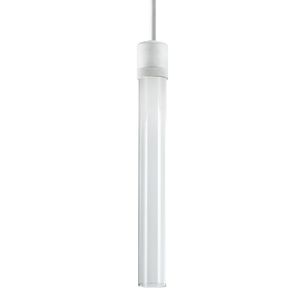 3&#34; LED 3CCT Vertical Cylindrical Pendant Light, 18&#34; Clear Glass and Matte White Finish