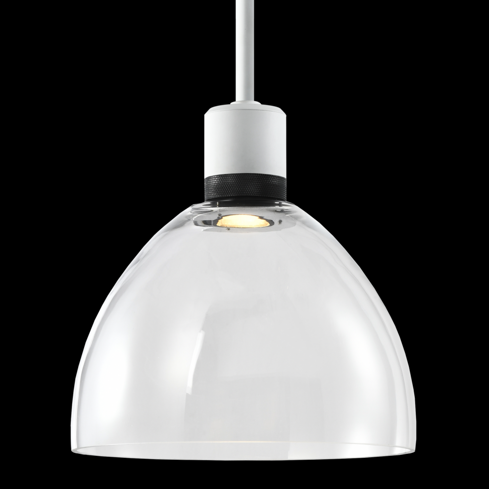 10&#34; LED 3CCT Clear Dome Glass Pendant Light and Matte White with Black Metal Finish