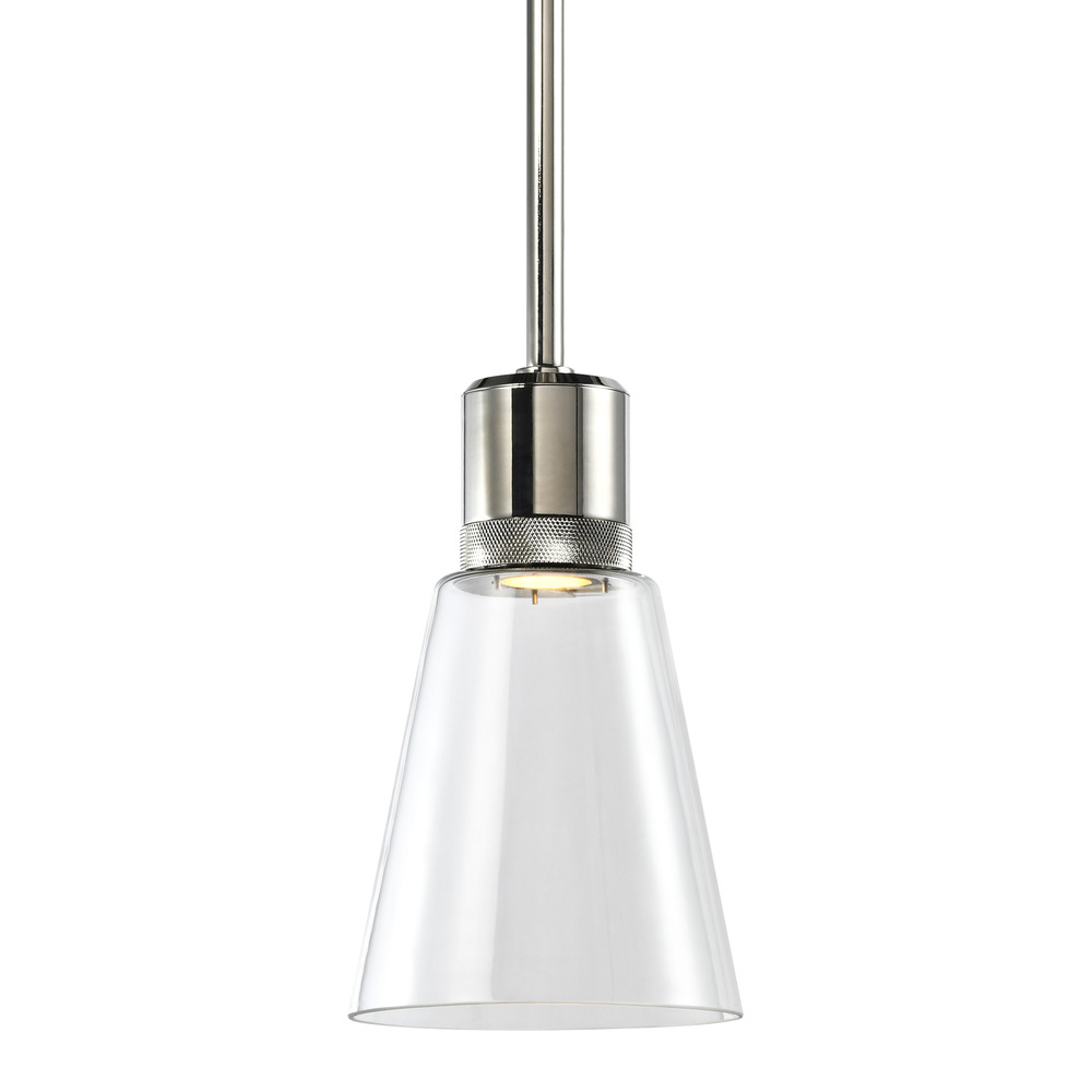 7&#34; LED 3CCT Clear Bell Glass Pendant Light, Polished Nickel Metal Finish