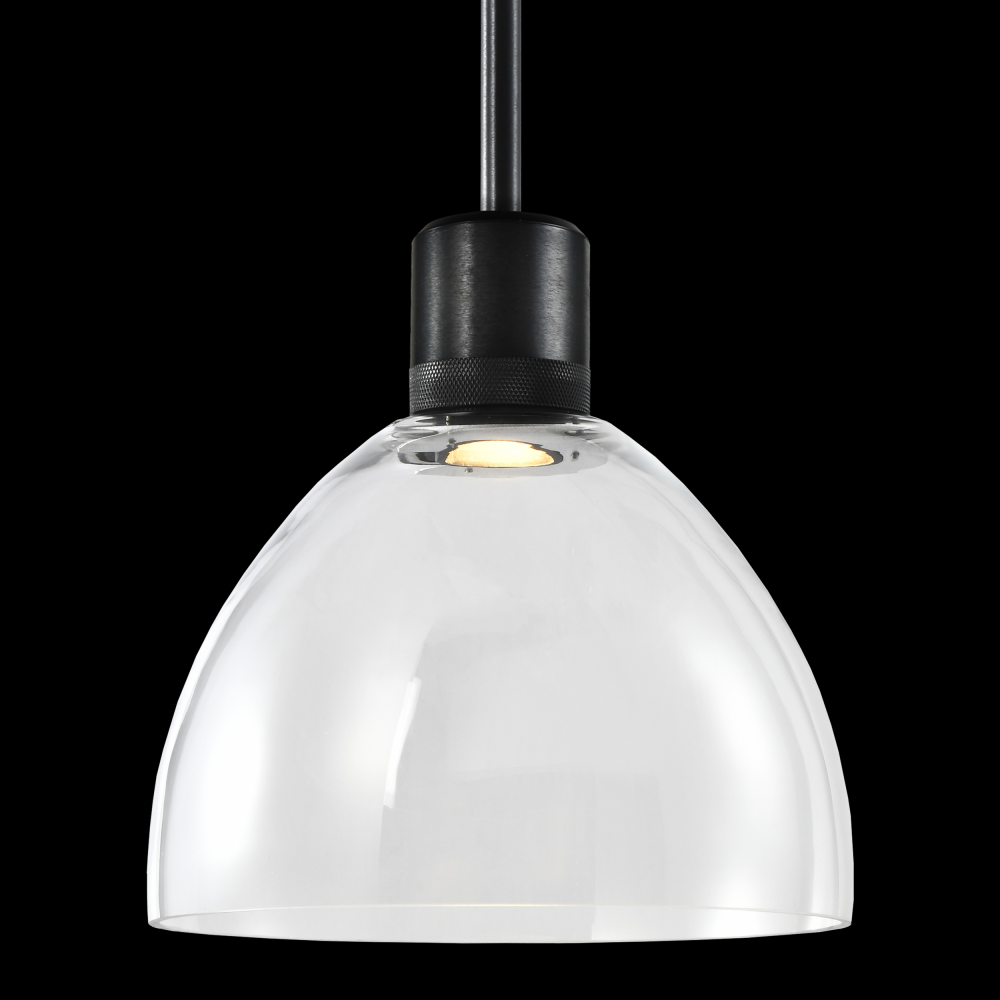 10&#34; LED 3CCT Clear Dome Glass Pendant Light and Satin Brushed Black Metal Finish