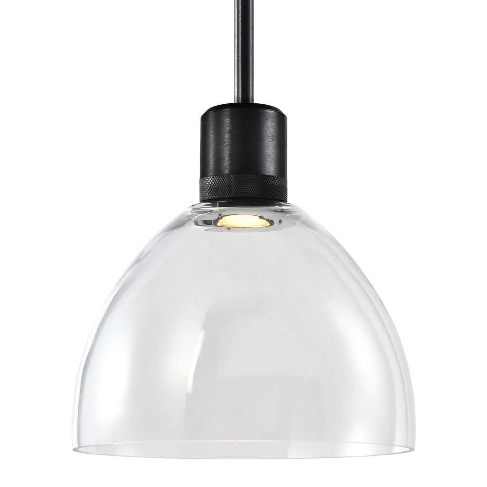 10&#34; LED 3CCT Clear Dome Glass Pendant Light and Satin Brushed Black Metal Finish