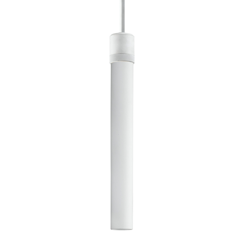 3&#34; E26 Cylindrical Pendant Light, 18&#34; Frosted Glass and Matte White Finish