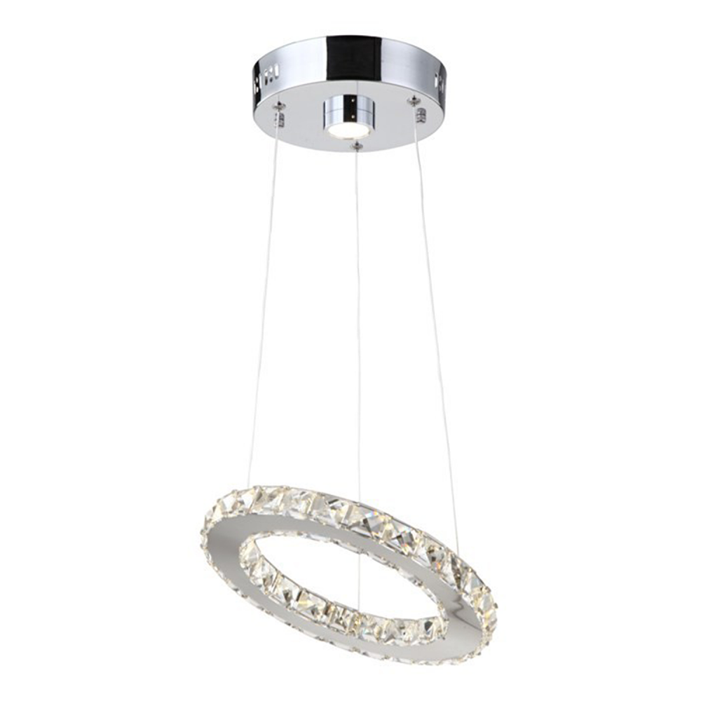 LED Modern 1-Tier Crystal Ring Pendant Light
