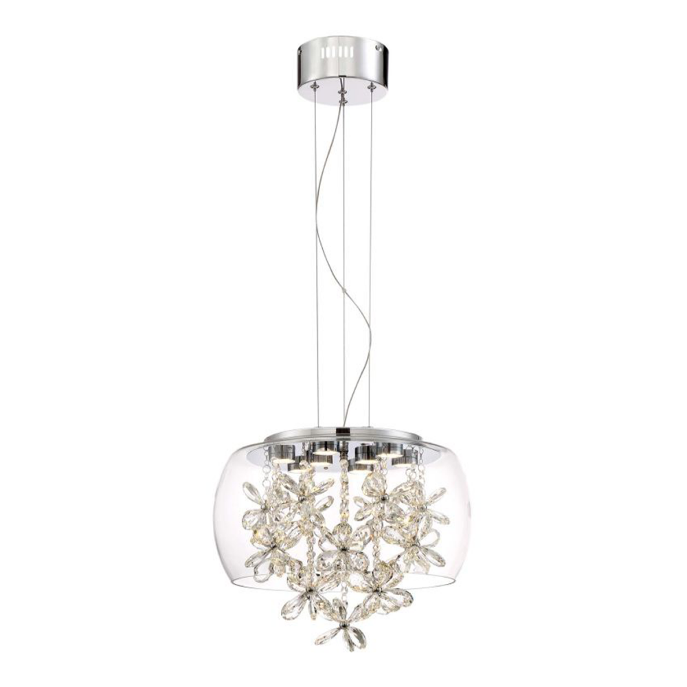 LED 16&#34; Clear Glass Dome Shade Pendant Light