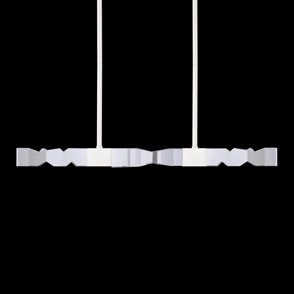 LED 3CCT 4-Light 49&#34; Unique 3&#34;x3&#34; Carved Crystals Luxury Matte White Linear Pendant