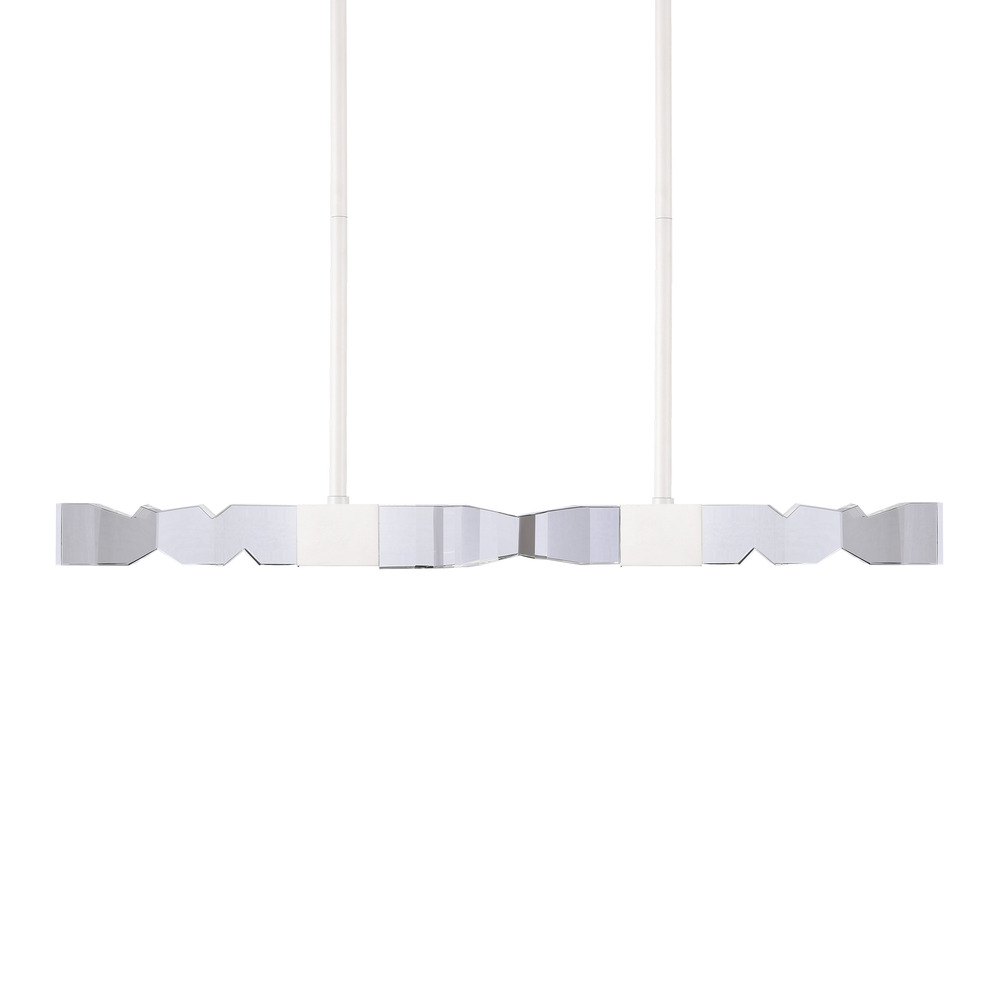 LED 3CCT 4-Light 49&#34; Unique 3&#34;x3&#34; Carved Crystals Luxury Matte White Linear Pendant