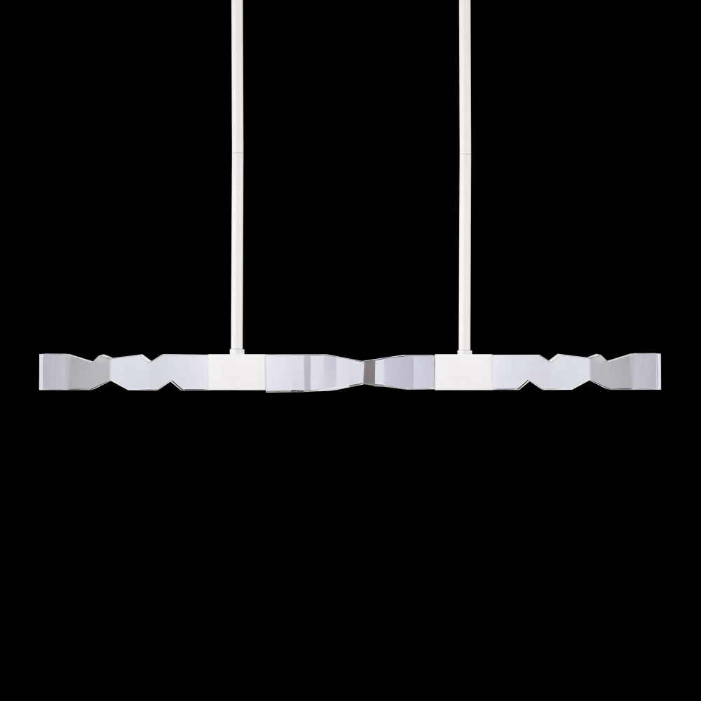 LED 3CCT 4-Light 49&#34; Unique 2&#34;x2&#34; Carved Crystals Luxury Matte White Linear Pendant