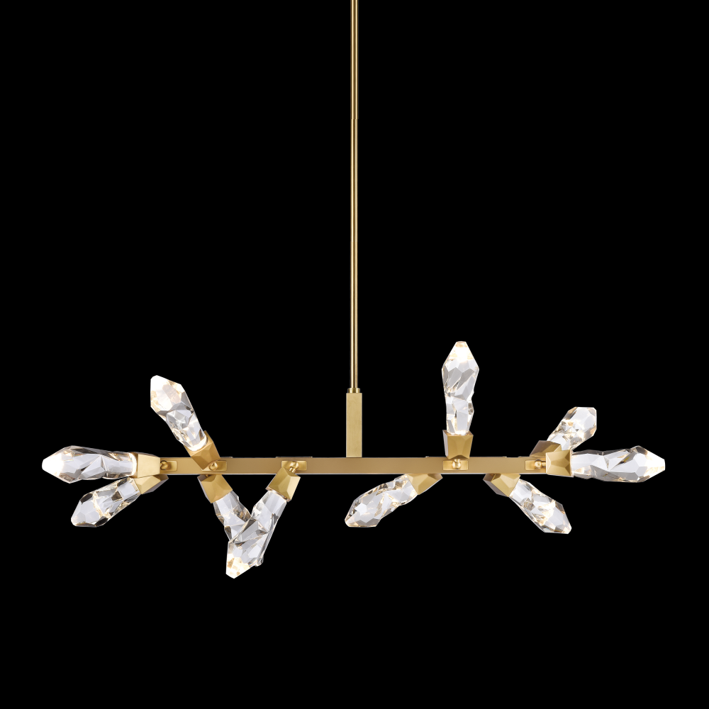 LED 3CCT 31&#34; 10-Light Crafted Crystal Aged Brass Linear Adjustable Pendant