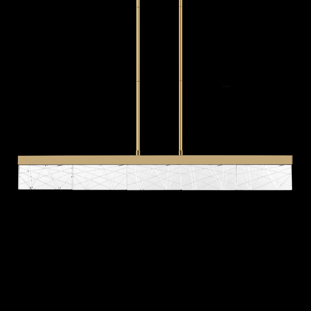 LED 3CCT 43&#34; Thick Engraved Crystals Aged Brass Linear Pendant
