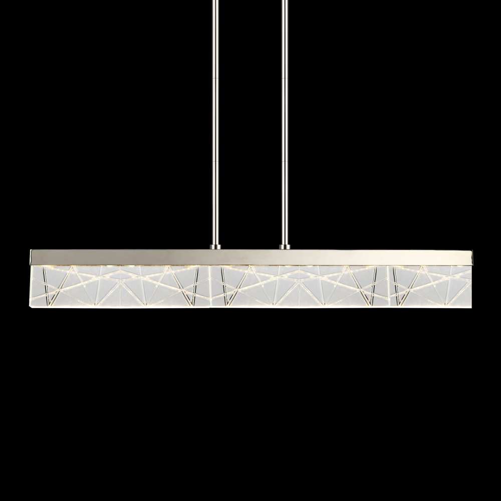 LED 3CCT 43&#34; Thick Engraved Crystals Polished Nickel Linear Pendant