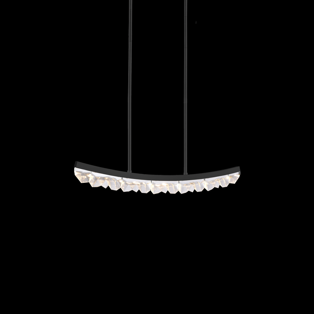 LED 3CCT 32&#34; Unique Curved Crystal Satin Brushed Black Linear Pendant Light