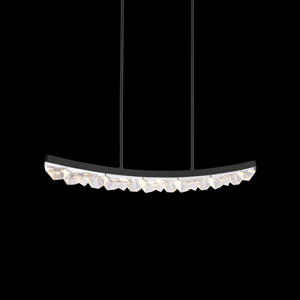 LED 3CCT 48&#34; Unique Curved Crystal Satin Brushed Black Linear Pendant Light